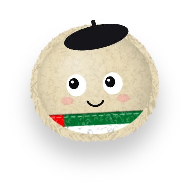 Oni mascot wearing the Arabic flag