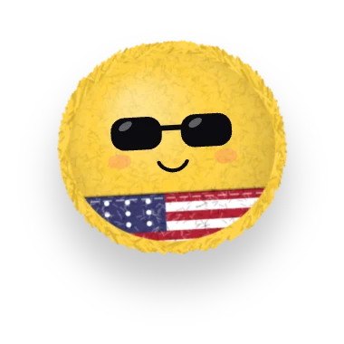 Oni mascot wearing the English flag