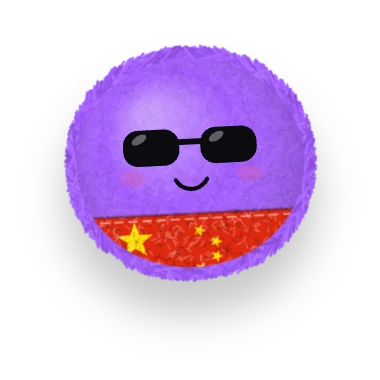 Oni mascot wearing the Chinese flag